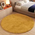Produktbild: TAPISO Essence Teppich Rund Gelb Senffarbe Hochflor Langflor Shaggy Einfarbig Weich Flauschig Schlafzimmer Wohnzimmer Kinderzimmer ÖKO-TEX 100 x 100 cm