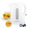 Produktbild: GOURMETmaxx Wasserkocher 1L weiß kabellos 1200W Teekocher Teekessel ohne Kabel