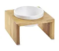 Produktbild: Wolters Gohan Einzelnapf Teak | Holzgestell mit Futterschale aus Keramik | Größe S - 1 x 0,4 l (17,5 x 17,5 x 12 cm)