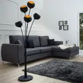 Produktbild: Stehlampe MAGMA - 170cm - schwarz gold - neigbar - kugelförmig - Wohnzimmerlampe