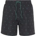 Produktbild: Badeshorts S.OLIVER, Herren, Gr. M, N-Gr, grün (schwarz, petrol), Microfaser, Recycling-Polyester, bedruckt, kontrastfarbene Details, Badehosen Badeshorts, mit Palmen-Design