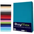 Produktbild: Buymax Spannbettlaken Topper, Spannbetttuch für Topper bis 12 cm Höhe, 100% Baumwolle Jersey, Jersey, Gummizug: Rundumgummi, (1 Stück), Pflegeleicht und Atmungsaktiv, in Verschiedenen Farben und Größen blau 140 cm x 200 cm