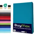 Produktbild: Buymax Topper Spannbettlaken 140x200 cm Spannbetttuch 100% Baumwolle Jersey für Matratzentopper bis 12 cm Matratzenhöhe Bettlaken für Boxspringbett Topper, Petrol
