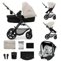 Produktbild: Kinderkraft MOOV 2 Kinderwagen 3 in 1 Kinderwagenset bis 22 kg mit Kindersitz I-SIZE 40-75 cm, Buggy Funktion, Liegeposition verstellbar, Große ausziehbare Verdeck, Eva-Schaum-Räder, Grau