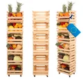Produktbild: Modo24 Küchenregal Modular Holzregal für Gemüse Obst auf Rollen, Stapelbares Regalsystem, Kartoffelsteige, Küchenregal, Vorratsregal, Gemüseregal, 3 Farben