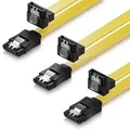 Produktbild: deleyCON 3x 50cm SATA III Kabel S-ATA 3 Datenkabel für SSD HDD Festplatte 6 GBit/s Verbindungskabel Anschlusskabel - 1x Gerade 1x 90° L-Type Stecker - Gelb