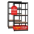 Produktbild: 2x Set Werkstatt Regal Lager Steckregal Schwerlast Keller Metall Holz Schwarz