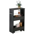 Produktbild: Relaxdays Nischenwagen, 3 Etagen, Schmales Nischenregal Für Küche & Bad, Hxbxt: 66,5 X 42 X 20 Cm, Rollregal, Schwarz