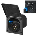 Produktbild: CEE Aussensteckdose Schwarz 220-240V Einspeisung 16A IP44 Wohnwagen Wohnmobil