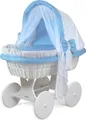 Produktbild: Waldin Baby Stubenwagen-Set mit Ausstattung,XXL,Gestell/Räder weiß lackiert,weiß/blau