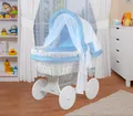 Produktbild: WALDIN Baby Bollerwagen,Stubenwagen,komplett mit Zubehör,Stoffe Weiß/Blau