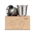 Produktbild: 80 ml Edelstahl-Espressotassen-Set - 2er-Pack Doppelwandige 304-Edelstahl-Demitasse-Becher 2,7 Unzen von RECAPS