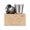 Produktbild: 80 ml Edelstahl-Espressotassen-Set - 2er-Pack Doppelwandige 304-Edelstahl-Dem...