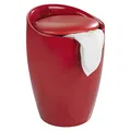 Produktbild: WENKO Badhocker Mod. Candy Rot, Hocker mit Stauraum für das Badezimmer und Wohnzimmer, integrierter Wäschesammler, ABS-Kunststoff, BPA-frei, Fassungsvermögen 20 L, Ø 36 x 50,5 cm