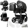Produktbild: Bergsteiger Capri Kombikinderwagen 4-in-1 – Babywanne, Sportsitz, i-Size Babyschale & Isofix-Station, Luftreifen, höhenverstellbar, faltbar, Zubehör