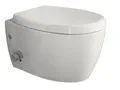 Produktbild: Aqua Bagno Dusch-WC mit Softclose WC-Sitz Tiefspül-WC spülrandloses WC Taharet, wandhängend, Abgang waagerecht