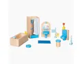 Produktbild: goki Puppenhausmöbel Badezimmer (Spar Packung, 17tlg., set), Moderne Puppenmöbel mit detailverliebten Accessoires.
