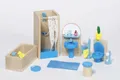 Produktbild: Puppenhausmöbel BADEZIMMER Bad Puppenmöbel 17-teilig Holz Biegepuppen Kinder NEU