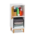 Produktbild: Relaxdays Standregal weiß, Beistellschrank aus MDF und Bambus, Wohnzimmerregal, skandinavisch, HBT 71x32x30 cm, White