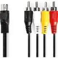 Produktbild: Nedis DIN-Audio-Kabel | DIN 5-Pin Stecker | 4x RCA Stecker | Vernickelt | 1.00 m | Rund | PVC | Schw (1 m) (CAGL20400BK10)