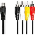 Produktbild: Nedis - Din Ljudkabel Din 5 Pin Hane 4x Rca Hane Nickelplaterad 100 M Rund Pvc Svart Label