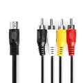 Produktbild: DIN-Audio-Kabel DIN 5-Pin Stecker | 4x RCA Stecker | Vernickelt | 1.00 m | Rund | PVC | Schwarz | Label