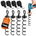 Produktbild: NewHabitat | 4X Erdanker Bodenanker aus Stahl inkl. Gurte | Erdanker Set für Trampolin, Zelt, Pavillion & Schaukel, 9-teiliges Set, Schwarz, 38cm