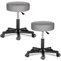 Produktbild: Casaria® Rollhocker Höhenverstellbar 2er Set 10cm Polsterung 46-60cm Höhe 360° Drehbar Ø35cm Rund Rollen Bürohocker Drehhocker Arbeitshocker Stuhl Grau