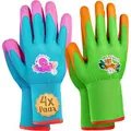 Produktbild: Grüntek Arbeitshandschuhe Kinder-Gartenhandschuhe, Latex-Beschichtung, blau und grün, Größe 6 / XS, 4 Paar