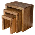 Produktbild: levandeo 3er Set Beistelltisch Mango Holz Braun Natur Massiv Couchtisch Sofatisch Ablage 3-Satztisch Design Deko Tisch