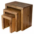 Produktbild: 3er Set Beistelltisch Mango Holz Braun Natur Massiv Couchtisch Sofatisch Ablage