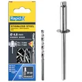 Produktbild: Rapid Blindnieten Edelstahl Ø 4,8mm, 4-7mm Klemmbereich, 50 Stk. V2A Nieten, Set inkl. Bohrer, für Blindnietzangen