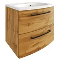 Produktbild: Waschtischunterschrank inkl. Waschbecken 60 cm breit, Griff Metall schwarz