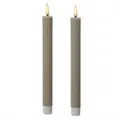 Produktbild: LED Stabkerzen Tafelkerzen Spitzkerzen Echtwachs gerillt H: 25cm grau 2St.