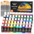 Produktbild: Shuttle Art Acrylfarben Set, 50 bunte Acryl Farben in Flaschen (je 60ml), hochpigmentiert, ungiftig, Acrylfarbe wasserfest für Künstler, Anfänger, Erwachsene auf Leinwand, Steine, Holz geeignet