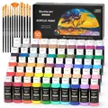 Produktbild: Acrylfarben Set 50 bunte Acryl Farben in Flaschen je 60ml hochpigmentiert ung...