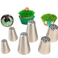 Produktbild: BLUGUL 6 Stück Grastülle, Gras Spritztülle, Multi-Öffnungstülle aus Edelstahl, für Kuchen, Cupcakes, Kekse, Dessertdekoration, Gebäckherstellung