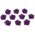 Produktbild: Creativery Satinrosen 3cm 10 Stück Stoffblumen zum Basteln Dekorieren Hochzeit Geschenkverpackung Blütendeko Tischdeko Handarbeit Stoffrosen Deko Blumen Pflaume