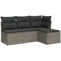 Produktbild: vidaXL 4-tlg. Garten-Sofagarnitur mit Kissen Grau Poly Rattan - Grau