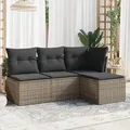 Produktbild: Vidaxl 4-tlg. Garten-sofagarnitur Mit Kissen Grau Poly Rattan