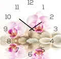 Produktbild: Wanduhr aus Glas 30x30cm Uhr als Glasbild Rosa Orchidee FengShui