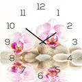 Produktbild: levandeo Wanduhr aus Glas 30x30cm Uhr als Glasbild Rosa Orchideen Bambus FengShui Wellness Deko