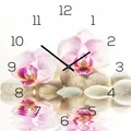 Produktbild: Wanduhr aus Glas 30x30cm Uhr als Glasbild Rosa Orchidee FengShui Wellness