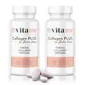 Produktbild: vitame Collagen Plus - 180 Kollagen Kapseln - Collagen Peptide für straffe & strahlende Haut - reduziert Falten - bioaktive Kollagenpeptide Tabletten Typ 1 für mehr Volumen, Feuchtigkeit & Glow