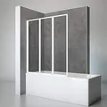 Produktbild: Schulte D1300 04 50 Duschwand für Badewanne Well, 127 x 140 cm, 3-teilig faltbar, 3 mm Sicherheitsglas Klar hell, apin-weiß, Duschabtrennung