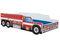 Produktbild: Kids Collective Autobett 70x140 cm Spielbett Kinderbett mit Rausfallschutz und Lattenrost 70x140 cm Feuerwehr Auto Bett Kinder Wagen | von Geburt bis 6. Lebensjahr