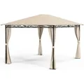 Produktbild: Blumfeldt Mondo Pavillon 3x4 – Stahlrahmen, Mit Vorhängen, Wetterfeste Überdachung, Gartenpavillon, Rostfrei, Leichter Aufbau, Beige - Beige