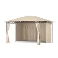 Produktbild: blumfeldt Mondo Pavillon 3x4 – Stahlrahmen, Mit Vorhängen, Wetterfeste Überdachung, Gartenpavillon, Rostfrei, Leichter Aufbau, Beige