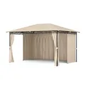Produktbild: Pavillon 3x4 wasserdicht stabil Gartenpavillon metall 4 Seitenwänden beige