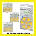 Produktbild: 60 Stück Hörgerätebatterie PowerOne Typ 10 PR70 p10 HÖRGERÄTE BATTERIE